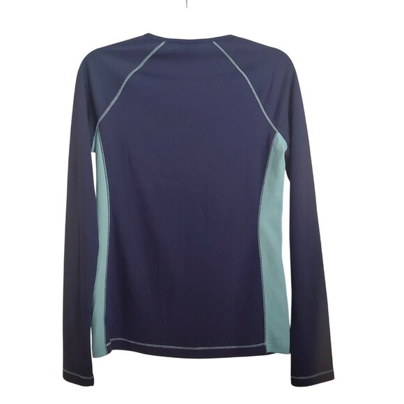 Alo Yoga Top Large Blue/Teal Colorblock Cool Fit Long Sleeve Athleisure Running - Picture 2 of 7